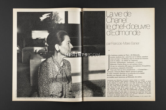 La vie de Chanel : le chef d'oeuvre d'Edmonde, 1974 - "L'Irrégulière" d'Edmonde Charles-Roux, Text by François-Marie Banier, 8 pages