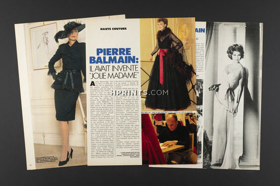 Pierre Balmain : il avait inventé "Jolie Madame", 1982 - Pierre Balmain, Miou-miou, Bardot, Marlène Diétrich, Josephine Baker..., Text by Colombe Pringle, 4 pages