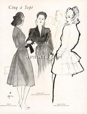 Paquin, Jeanne Lanvin, Marcel Rochas 1945 René Gruau