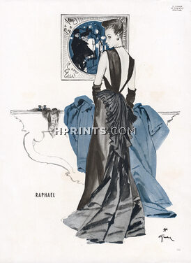 Raphaël (Rafael Lopez Cebrian) 1945 René Gruau, Evening Gown