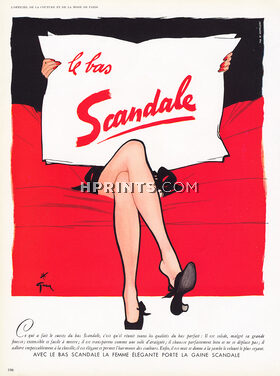 Scandale (Hosiery, Stockings) 1952 René Gruau