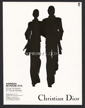 Christian Dior 1973 René Gruau Couple Black Silhouette