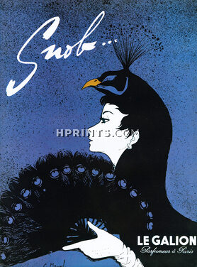 Le Galion 1955 Snob, Peacock, Hand Fan, Claude Maurel