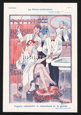 Albert Guillaume 1928 Figaro Hairstylist And Cocktail Bar, Elegant Parisienne Cigarette Holder