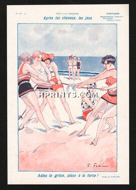 Après les cheveux, les jeux, 1928 - "Tout à la Garconne..." Beach Games, Swimwear, Fabiano