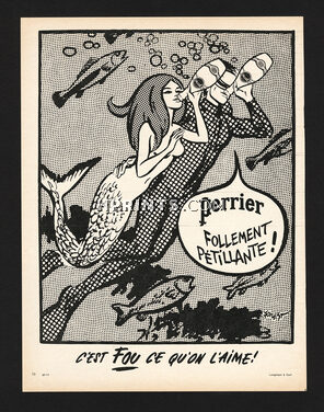 Perrier 1967 Submarine Divers Mermaid Forest