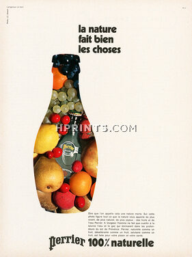 Perrier (Water) 1971 La Nature fait bien les Choses... Bottle Fruits