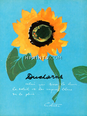 Ducharne 1956 Poem, Colette Autograph Sunflower