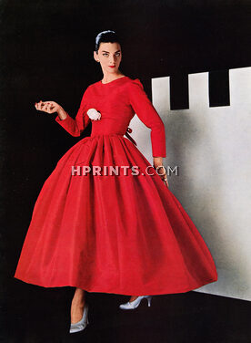 Jacques Fath 1955 Robe en velours rubis, Photo Pottier