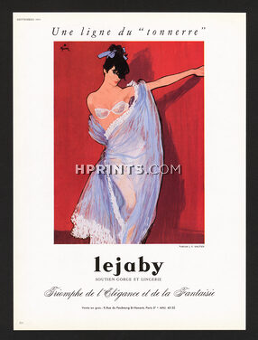 Lejaby (Lingerie) 1957 Lingerie Bra René Gruau