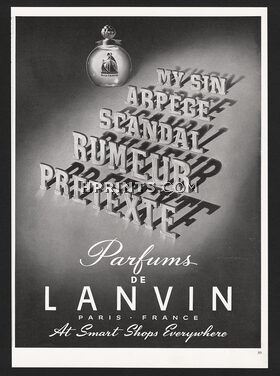 Lanvin (Perfumes) 1940 Arpège, Rumeur, Prétexte, Scandal, My Sin (english version)