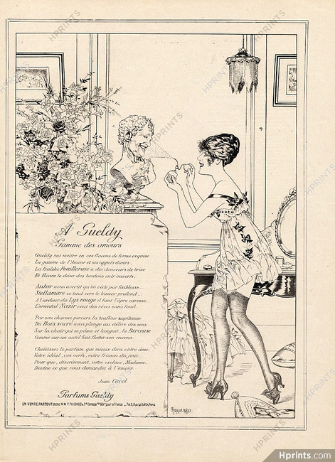 Gueldy (Perfumes) 1919 Herouard, Atomizer, Sexy Girl, Text Jean Carol