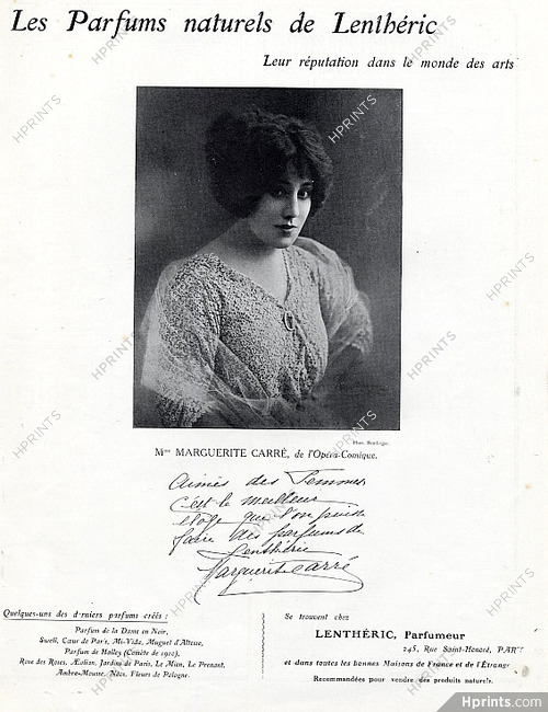 Lenthéric 1911 Marguerite Carré Autograph Reutlinger