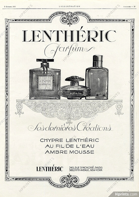 Lenthéric (Perfumes) 1925 Chypre, Au Fil de L'eau, Ambre Mousse
