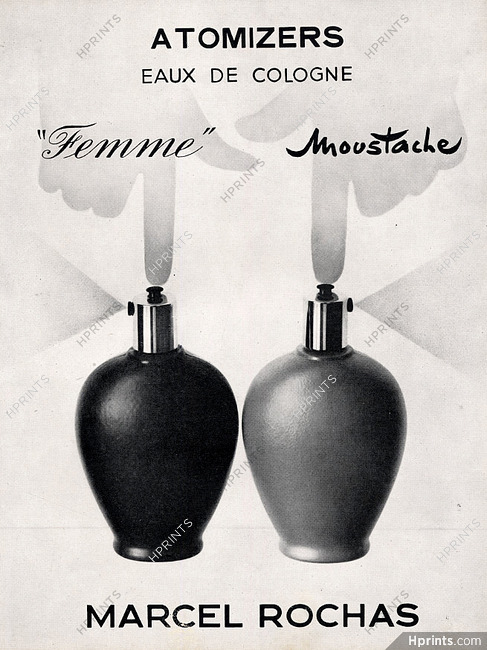 Marcel Rochas (Perfumes) 1951 Atomizer Femme & Moustache