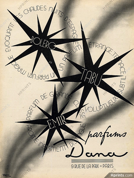 Dana (Perfumes) 1947 Emir, Tabu, Bolero, Facon Marrec