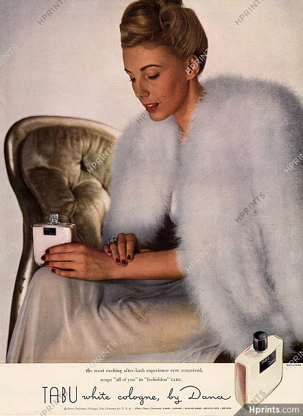 Dana (Perfumes) 1944 Tabu White Cologne, photo John Rawlings