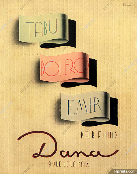 Dana (Perfumes) 1943 Tabu, Bolero, Emir, Facon Marrec