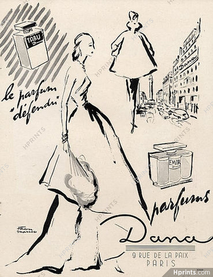 Dana (Perfumes) 1948 Emir, Tabu, Facon Marrec, Rue de la Paix