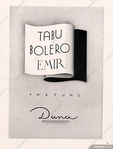 Dana (Perfumes) 1952 Tabu, Bolero, Emir