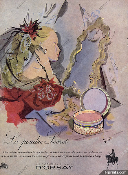 D'Orsay (Cosmetics) 1946 La Poudre Secret, Delfau