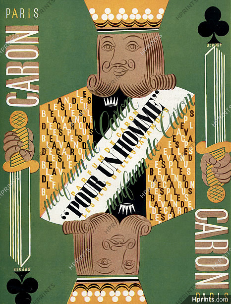Caron (Perfumes) 1941 Pour un Homme, Playing Cards (version Roi de Trèfle, Clubs)