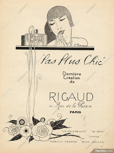 Rigaud (Perfumes) 1926 "Pas Plus Chic" Fabien Fabiano, Art Deco