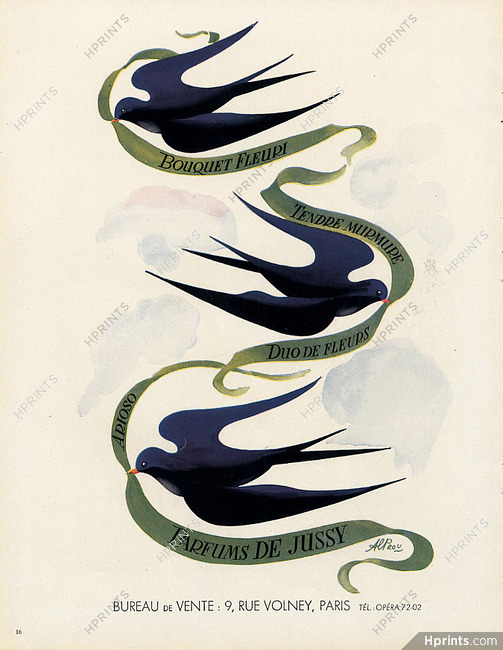De Jussy (Perfumes) 1945 Birds, Albert (Alprou) Pouprou