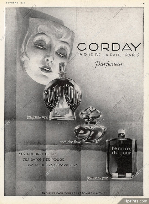 Corday (Perfumes) 1929 Toujours moi, Orchidée Bleue, Femme du jour