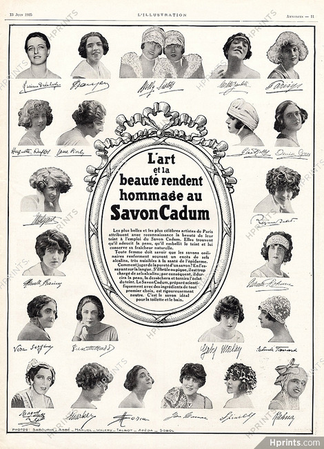 Cadum 1925 Lucienne Delahaye, Mistinguett, Dolly Sisters...