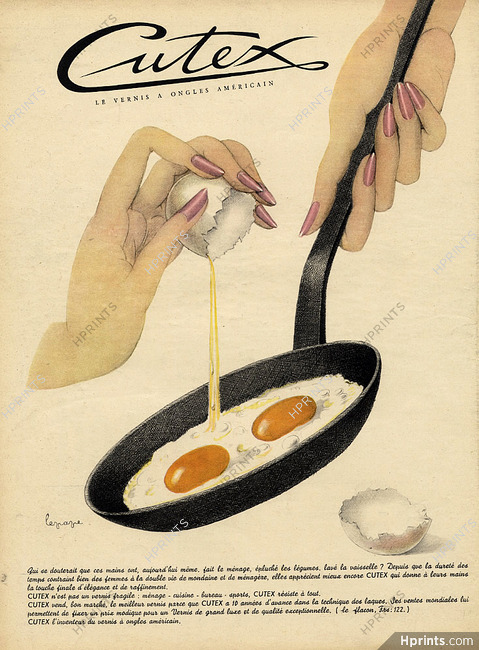 Cutex 1950 Nail Polish, Eggs, Hand, Georges Lepape