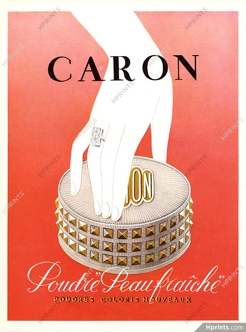 Caron (Cosmetics) 1951 Poudre Peau Fraîche, Art Déco