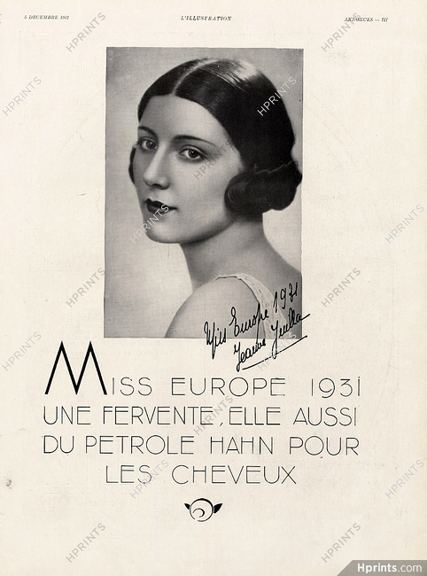 Pétrole Hahn 1931 Miss Europe, Jeanne Juilla