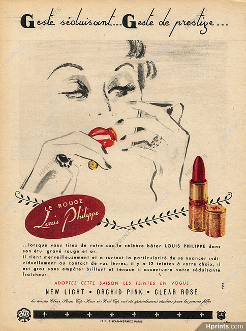 Louis Philippe Lipstick Set of 3 Vintage Ads. Original French 