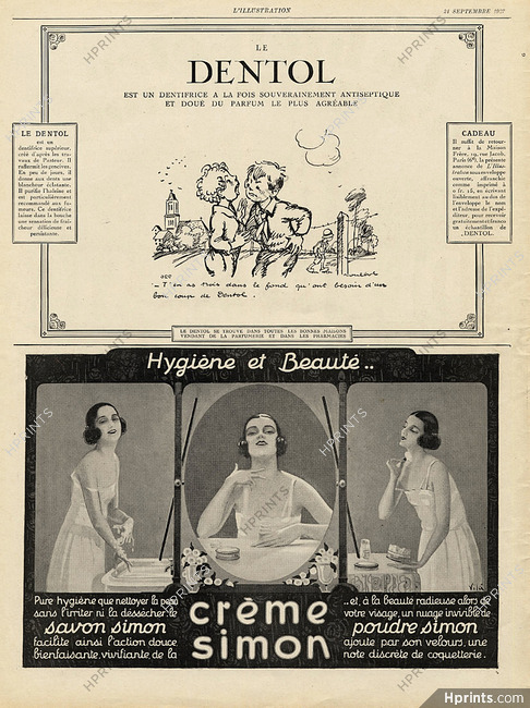 Dentol (Poulbot) & Crème Simon 1927