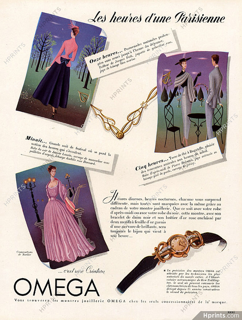 Omega (Watches) 1948 Les Heures d'une Parisienne, Jacques Fath, Jeanne Lanvin, Pierre Balmain, André Barlier