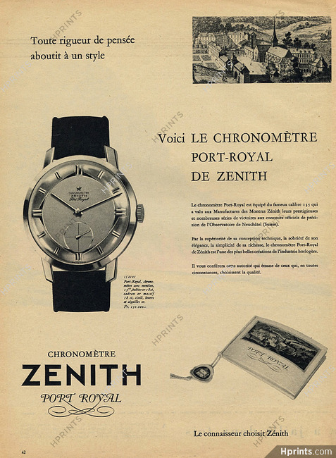 Zenith (Watches) 1957 Port Royal Chronomètre — Advertisements