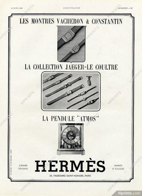 Hermès (Watches) 1939 Jaeger-leCoultre, Atmos & Vacheron et Constantin