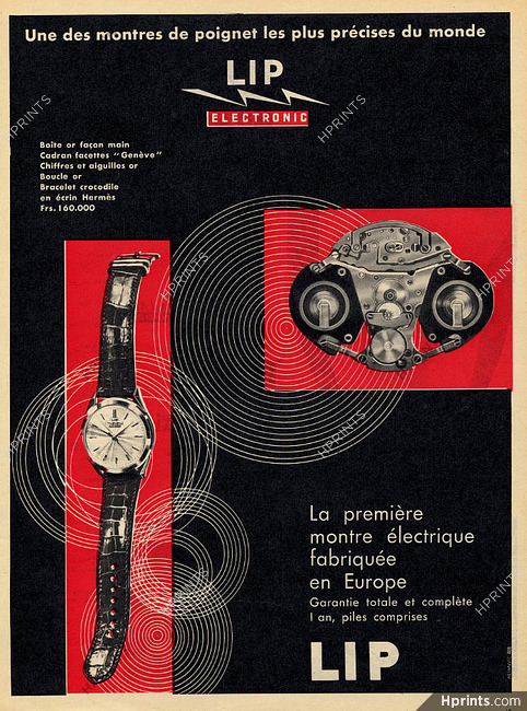 Lip 1961 Bracelet Crocodile, en écrin Hermes