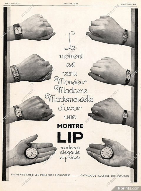 Montre Lip 1928 Le moment est venu...