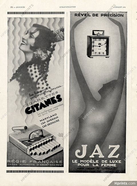 Gitanes (Tobacco) & Jaz (Alarm Clock) 1930 Kramer, Gypsy