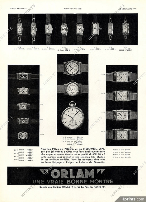 Orlam (Watches) 1935 — Advertisement