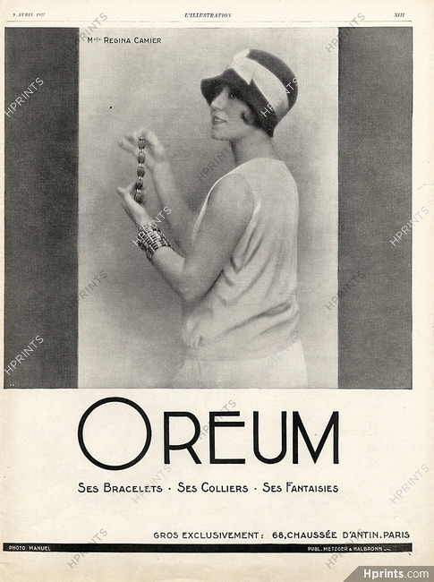 Oreum 1927 Bracelet Model Regina Camier, Photo Manuel Frères