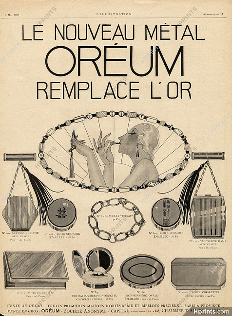 Oreum 1923 Jewels Art Deco Powder Compact Making-up