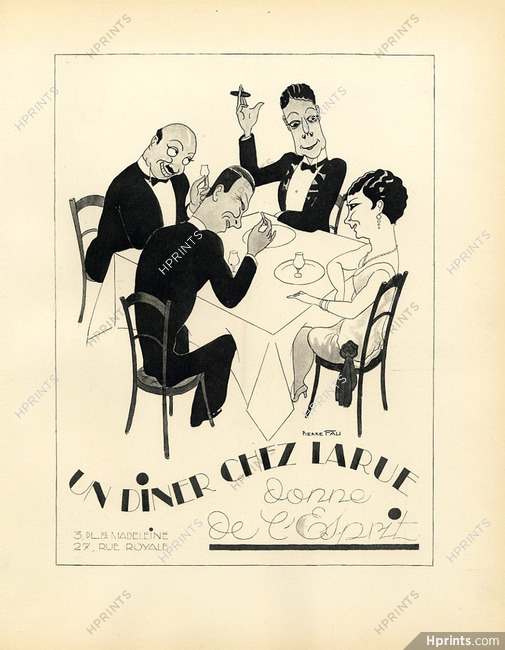 Restaurant Larue 1928 Lithograph PAN Paul Poiret, Pierre Fau Caricature