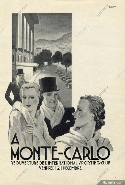 Monte Carlo 1934 Elegantes Parisiennes, Art Deco Style, Sporting Club
