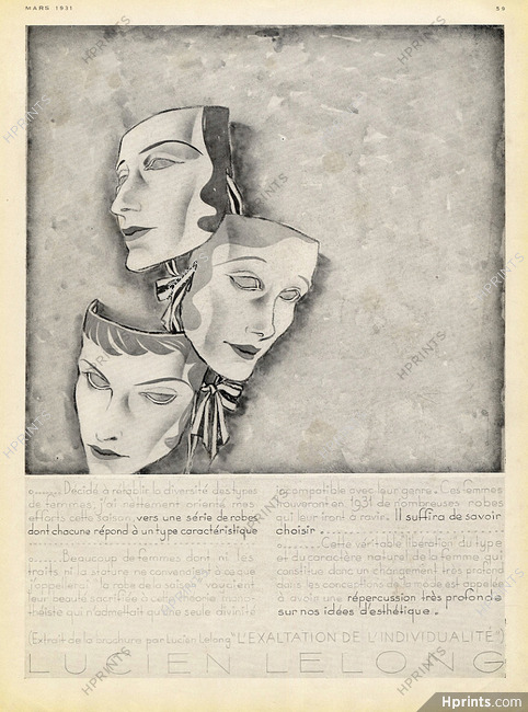 Lucien Lelong 1931 "L'éxaltation de l'individualité" Extrait de la brochure par Lucien Lelong
