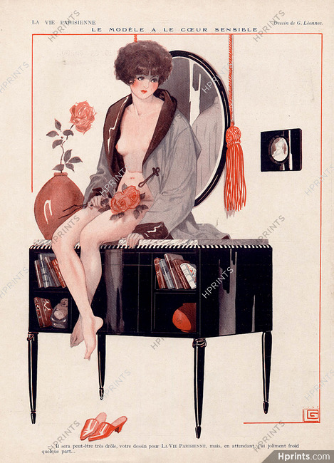 Léonnec 1925 ''Le modèle a le coeur sensible'' Sexy looking girl