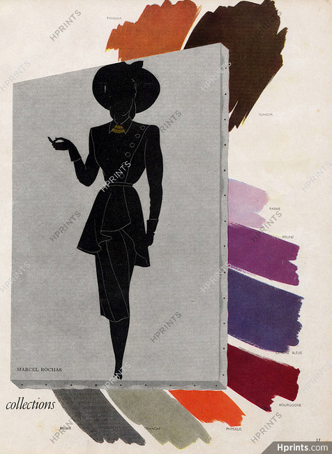 Marcel Rochas 1944 Fashion Illustration