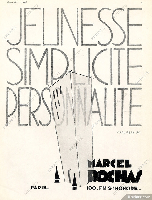 Marcel Rochas 1928 Jeunesse Simplicité Personnalité, Marc Real